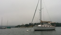 Steadfast lies to her easternmost mooring, Blue Hill Harbor, ME, before beginning her journey home.