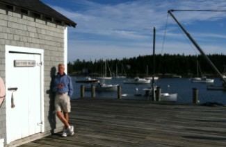 The residents of South Island have their own storage building on the Lyman-Morse pier at Tenants Harbor.