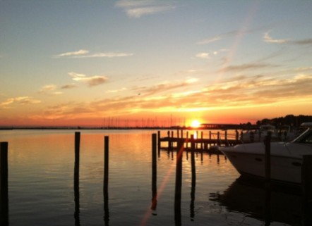 The rewards of sailing include sunset views that never get old, like this over Rock Hall Harbor.